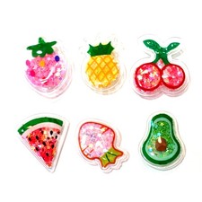 GLITTER FRUIT AND VEG SHOE CHARMS Pack of 6 Squishy Plastic Cases Fits Crocs 