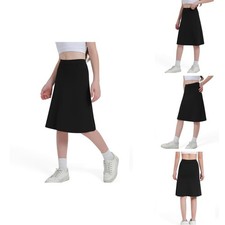 Hopdotte Girl Midi Knee Length Skirts Arc-Shaped Pockets, Knee Long Skorts Girl