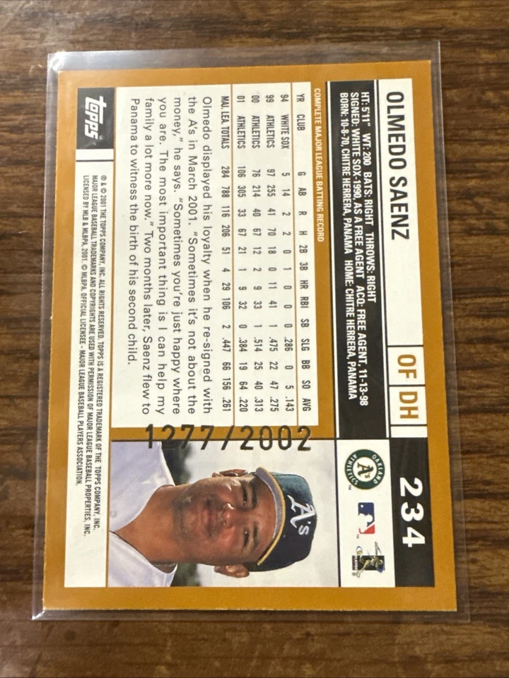 2002 Topps - Olmedo Saenz #234 Gold /2002 - Image 2 of 2