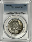 1958 D FRANKLIN HALF DOLLAR PCGS MS 66 FBL