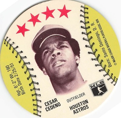CESAR CEDENO 1976 CRANE BASEBALL BLANK BACK