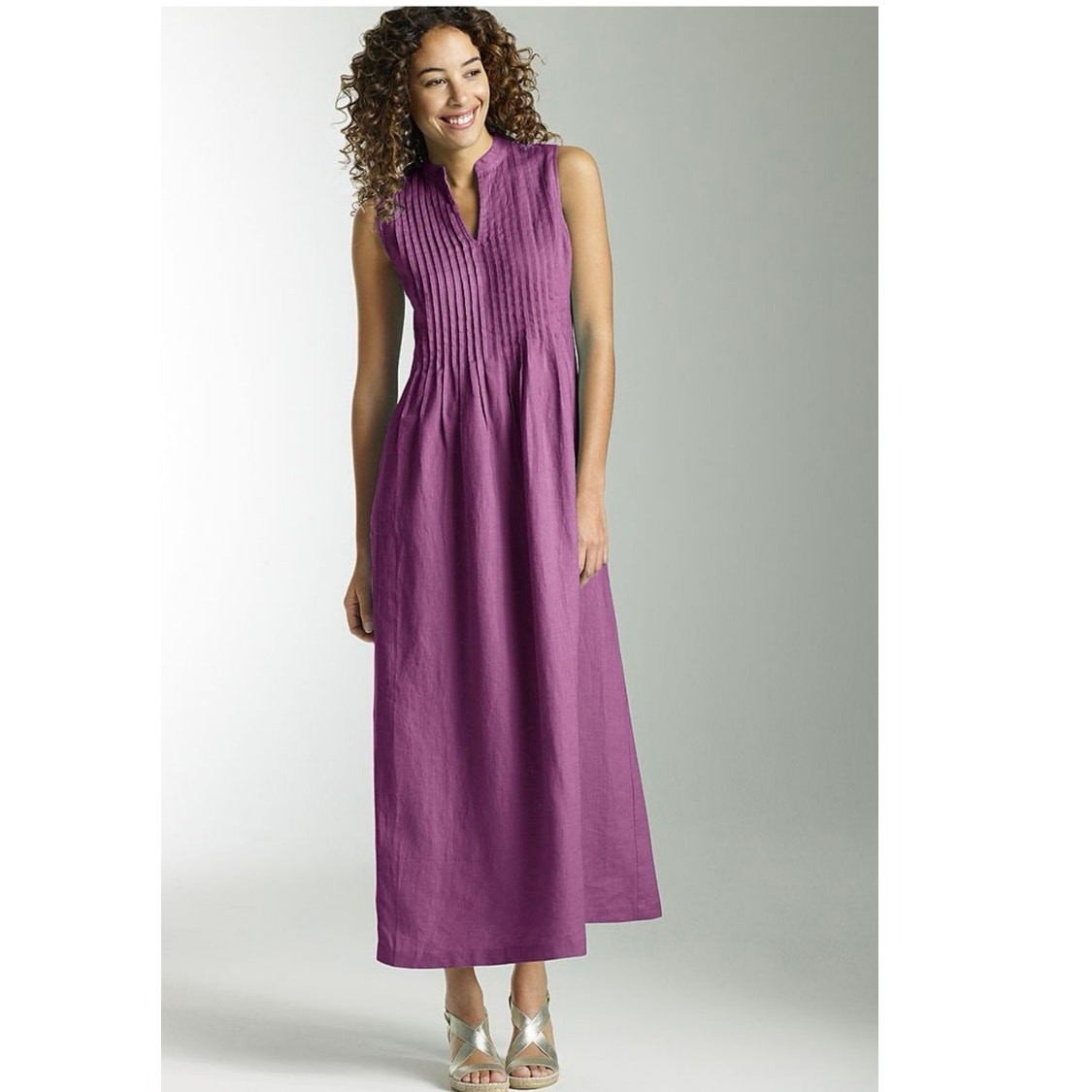 hemp linen dress 6199 Hemp Silk Linen Frock-Purple Dusk-U main image 1