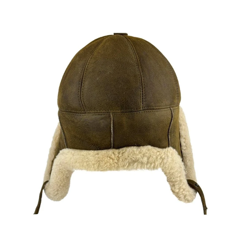 Sheepskin Shearling Ushanka Hat Aviator Trapper Hunting Winter Fur Cap Earflap - Image 2 of 4