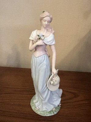 Moments & Memories ''A Spring Stroll'' 2002 6'' Avon Figurine Box (Lladro inspired)