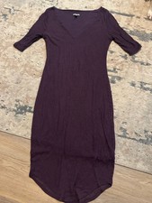 Express Purple Half Sleeve Eggplant Ribbed Midi Dress Size Medium