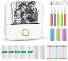 Mini Drucker, Mobiler Fotodrucker, Tragbarer, Wireless Thermodrucker, mit 13 Rol