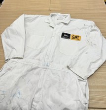 Vintage John Deere CAT DIESEL Coveralls Men's 48 XL White Mechanic