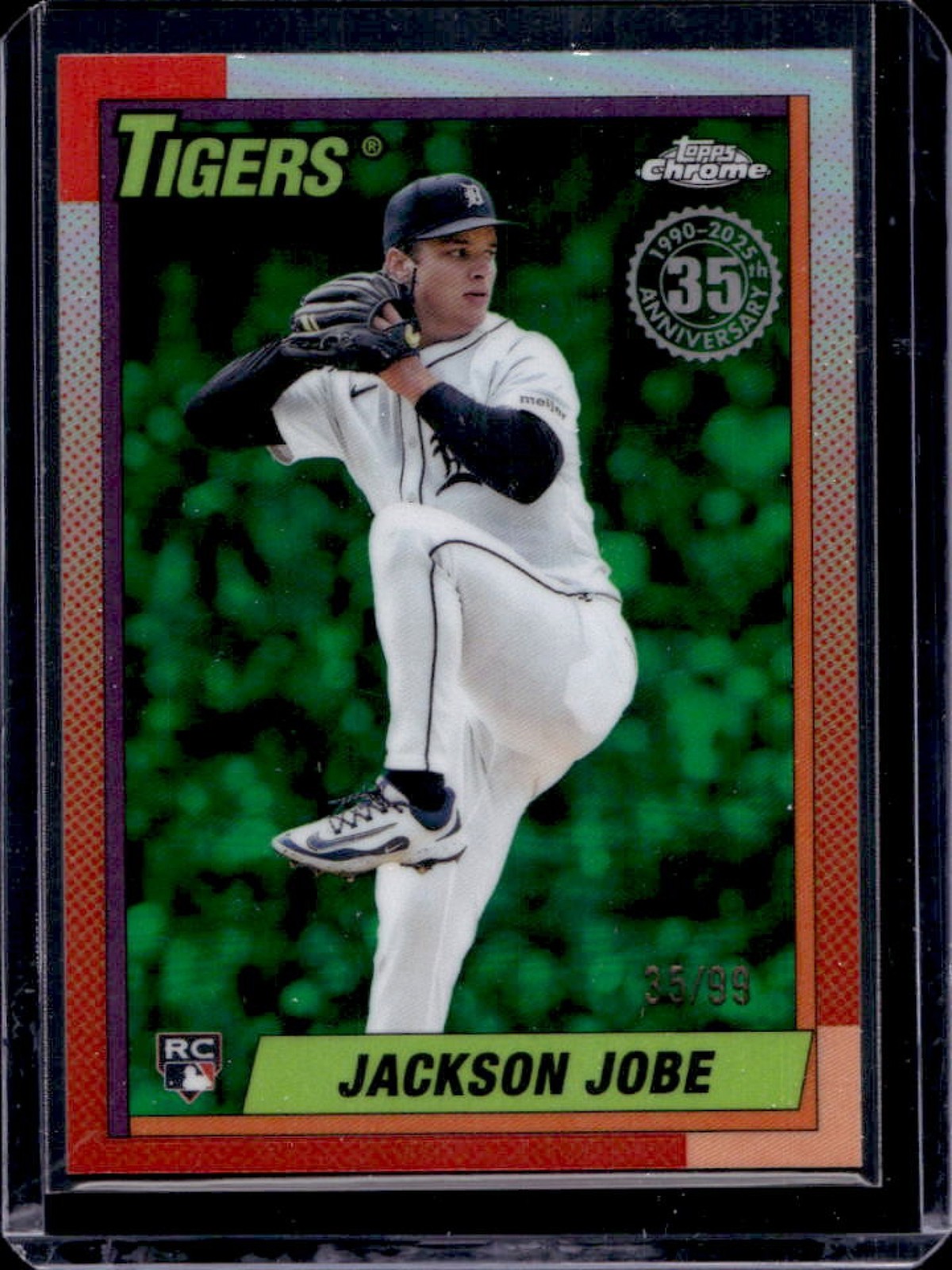 2025 Topps Chrome Update Jackson Jobe 1990 RC Green Refractor #35/99 Tigers