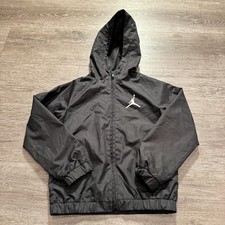 Air Jordan Jacket Boys Medium 5-6 windbreaker Black Full Zip Pockets Hooded
