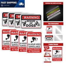 8 Pack Private Property No Trespassing Dog Warning Signs Reflective Aluminum ...