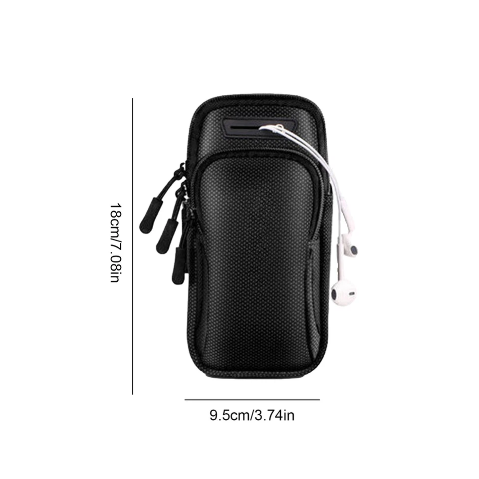 Funda de nailon impermeable con banda para brazo para correr bolsa con soporte para teléfono móvil gimnasio Foto 3 de 4