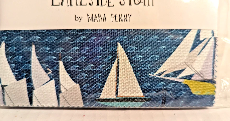 Moda Lakeside Story Sailing Boats Blue 42 5-in Charm Precut Fabric Quilt Squares - Image 3 of 4