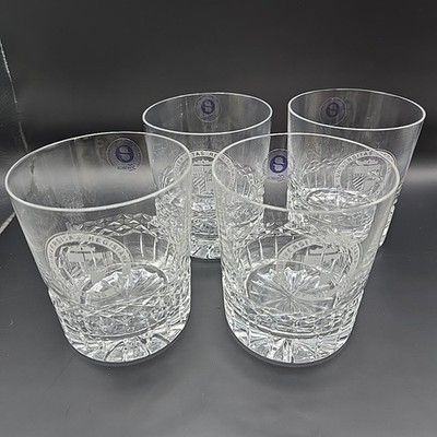 Set (4) Regis University Engraved Lawiercie Lead Crystal Glass Hand Cut Poland