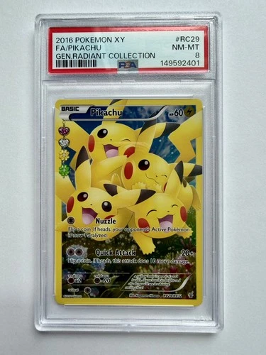 2016 POKEMON XY GENERATIONS RADIANT COLLECTION #RC29 FULL ART/PIKACHU PSA 8