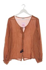 NATURA Langarmhemd Damen Hemd Gr. DE 40 hellorange-schwarz Casual-Look