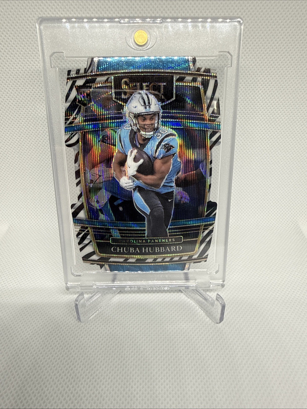 2021 Panini Select - Concourse Chuba Hubbard #76 Zebra Prizm Die-Cut (RC)