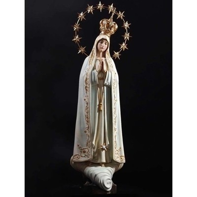 13.8'' Our Lady of Fatima Statue   Handcrafted Catholic Decor, Antique Finish Gif