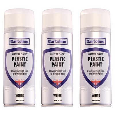 3x Bartoline Direct to Plastic Paint White Direct Use Protective Coating 13.53oz