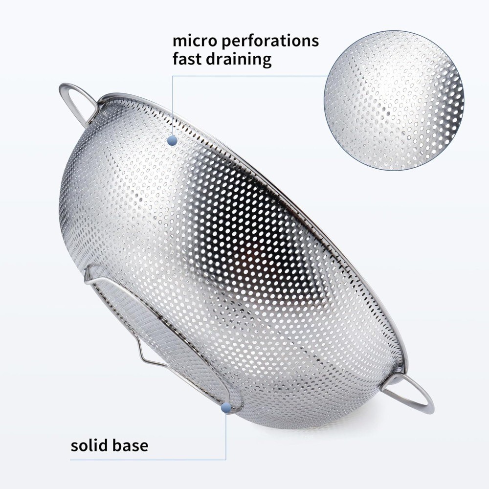 Stainless Steel 3-Quart Colander with Stand Kitchen Strainer Dishwasher Safe