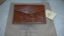 Patricia Nash Tech Portfolio Florence Brown Italian Leather Clutch #A81007 NWT