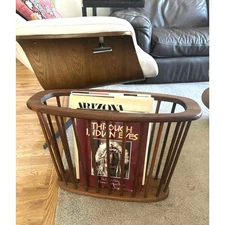 Vintage Mid Century Modern Walnut Magazine Rack Danish Modern Umanoff Style EUC!