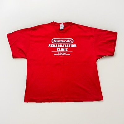 Nintendo Rehab Clinic T Shirt Mens XXL Vtg Y2K Red Gamer Graphic Tee