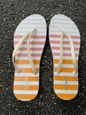Old Navy Women s Flip Flops Size 9-10 White Orange Striped NWOT