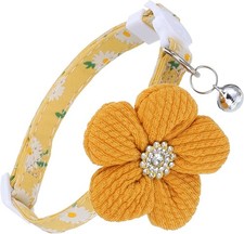 Breakaway Cat Collar with Bell and Rhinestone Flower Safety Kitten Collar Floral