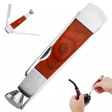 Pocket Size 3 In 1 Stainless Steel & Wood Tobacco Pipe Tamper Cleaning Tool