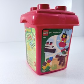 LEGO 4105 Red Storage Bucket Container Just Imagine Empty Tub Bin Case Vintage