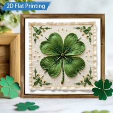 St. Patrick's Day Shamrock Framed Wood Sign - Rustic Clover Farmhouse Decor