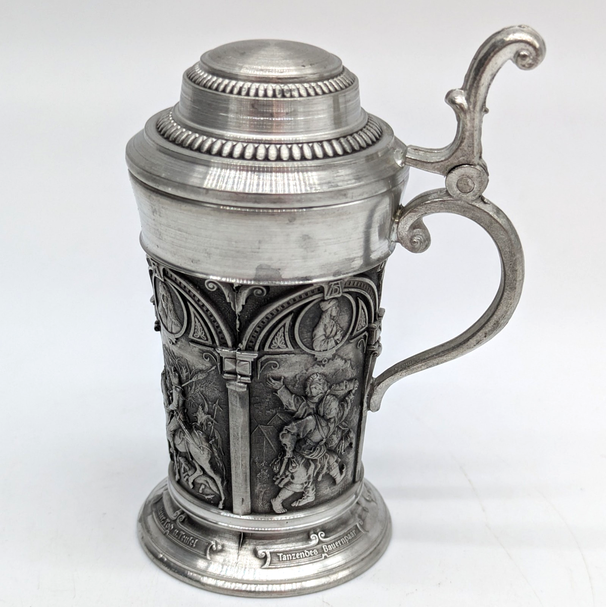Vtg Miniature German SKS ZINN 95% Pewter Lidded Beer Stein Shot