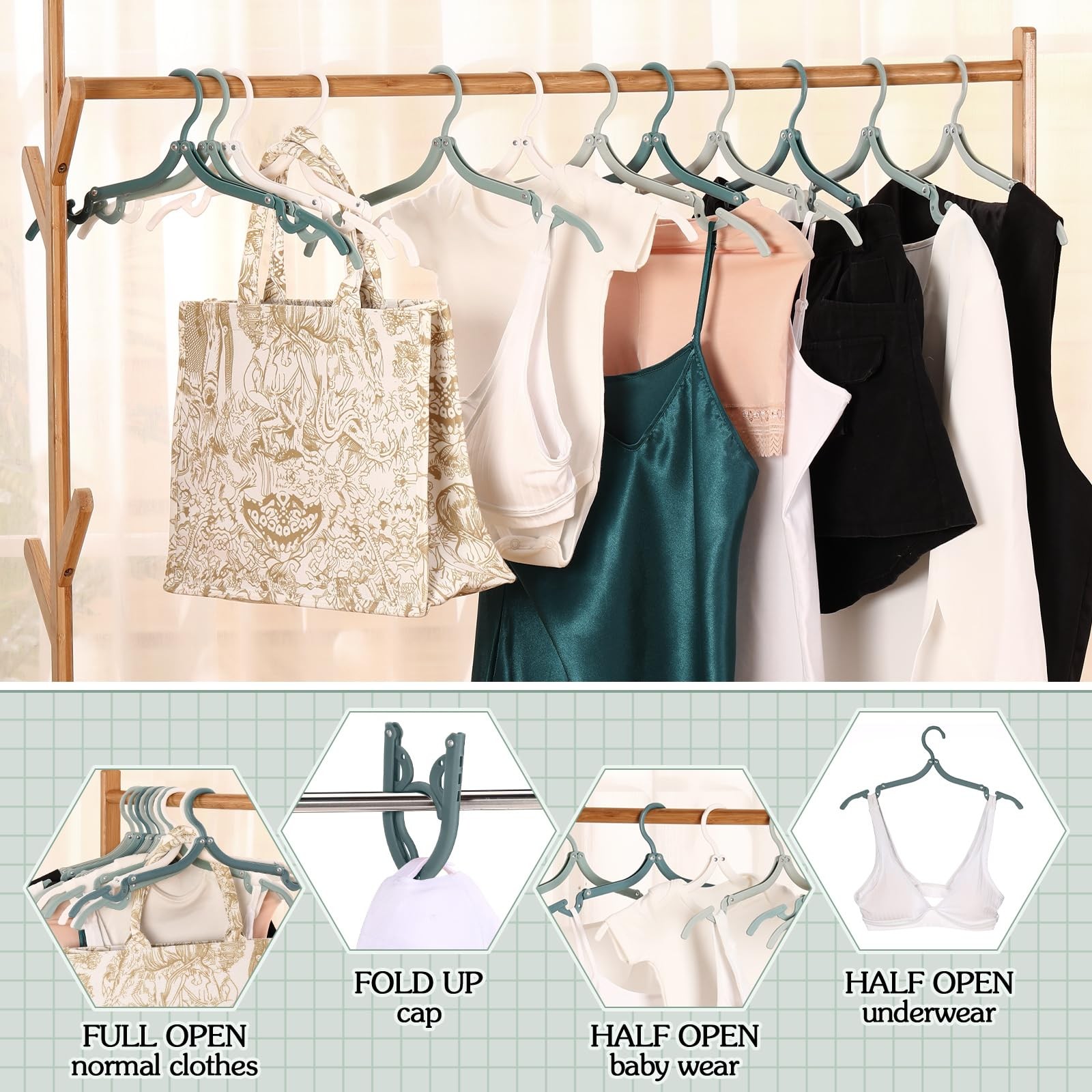 12 Pcs Travel Hangers Cruise Ship Essentials Foldable Portable Plastic Vacati... thumbnail 6