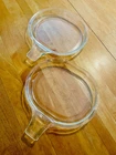 PYREX "Grab It" Dishes VTG Pair Clear Glass Beautiful Heavy w/ Handles 600-B