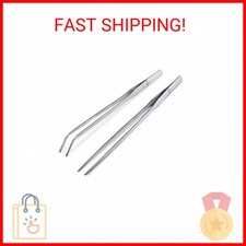 2Pcs Stainless Steel Reptile Feeding Long Tongs Tweezers for Reptile, Lizards, G
