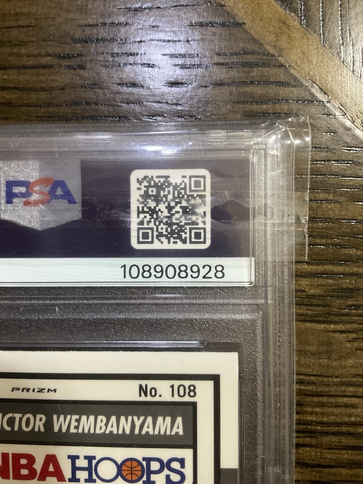 2023 PANINI HOOPS PREMIUM STOCK SEISMIC PRIZM #108 VICTOR WEMBANYAMA PSA 10 view 3