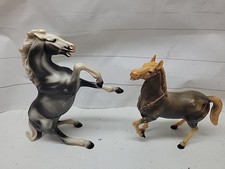2 Hard Plastic Toy Horses Different Makers