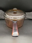 Visions 1L Corning Ware V-1-B France Amber Brown Pot w/ Pyrex Lid/VTG