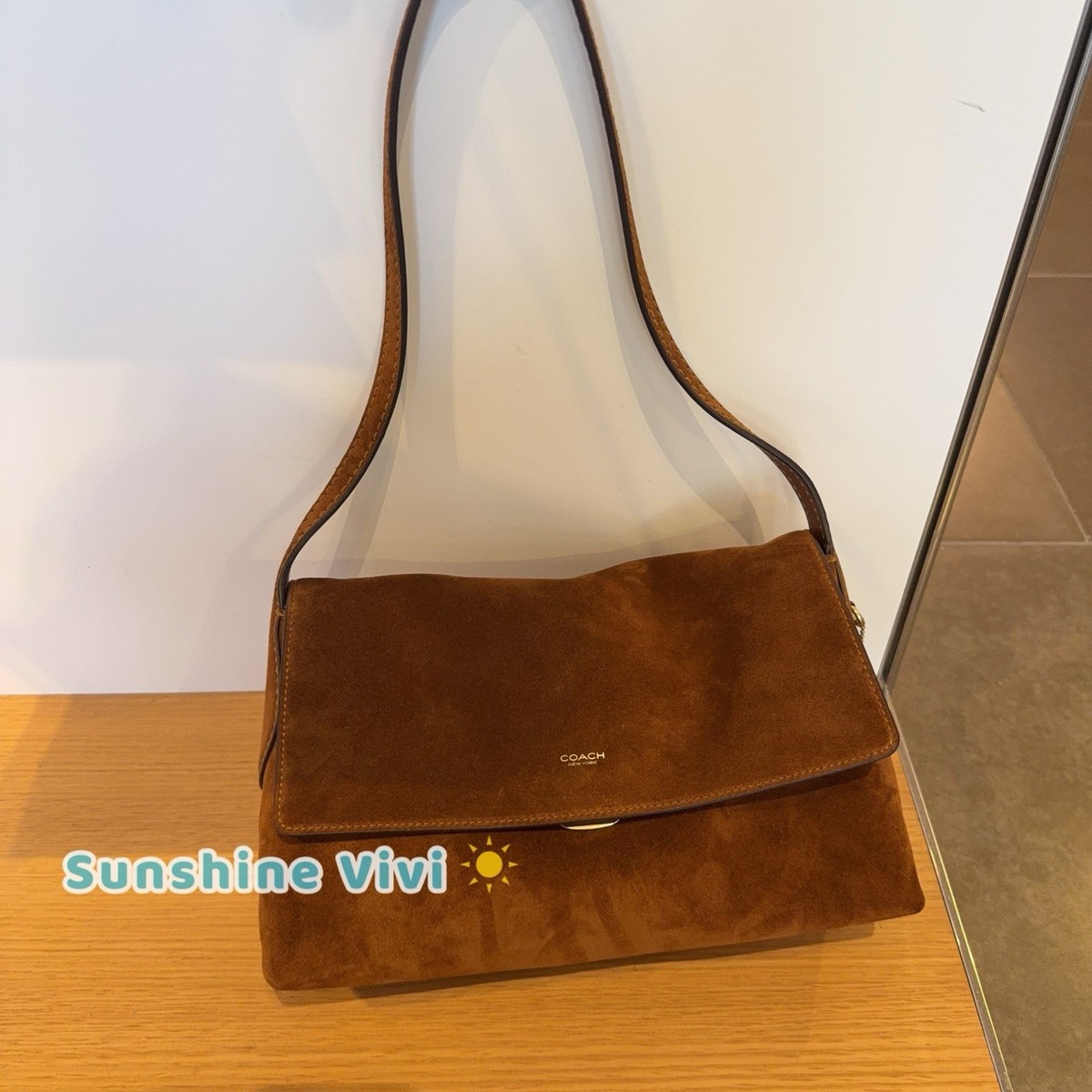 Coach Chelsea Shoulder Bag 30 Warm Brown Suede soft grain leather