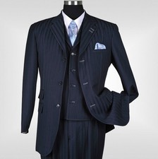 New Men's 3 piece Elegant and Classic Stripes Suit Color Navy Size 38R 60L