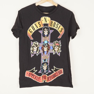 Guns N Roses Appetite For Destruction Cross Cotton Black Shirt Sz S