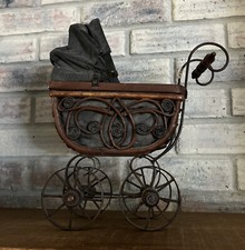 Vintage Wicker Ratan Baby Doll Carriage Buggy Stroller Home Decor
