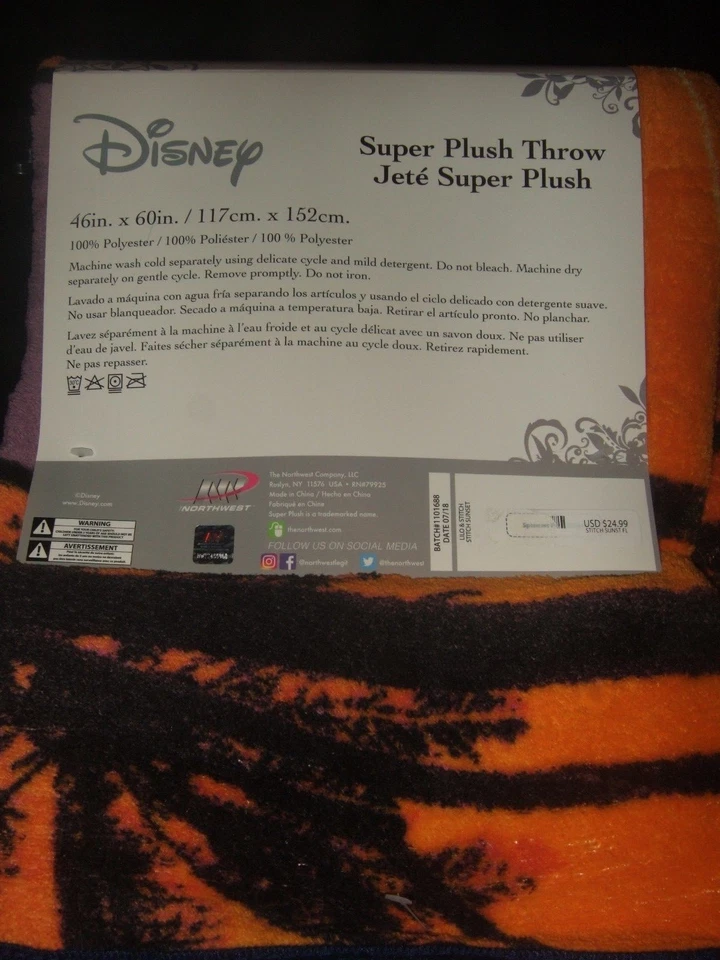 Manta polar de felpa Lilo And Stitch hawaiana sol palmeras puesta de sol Disney Foto 3 de 4