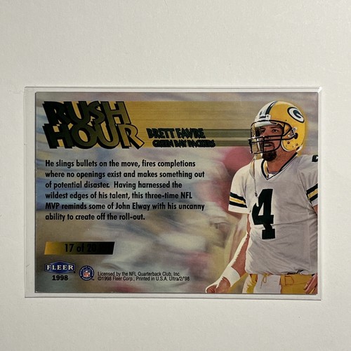 1998 Fleer Ultra Brett Favre RUSH HOUR card #17 of 20 Insert3H - Picture 2 of 2