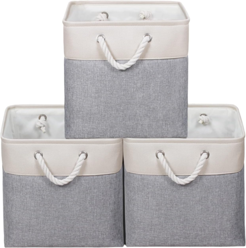 Large Fabric Storage Baskets for Shelves 13X13X13 Foldable Bins Linen Closet