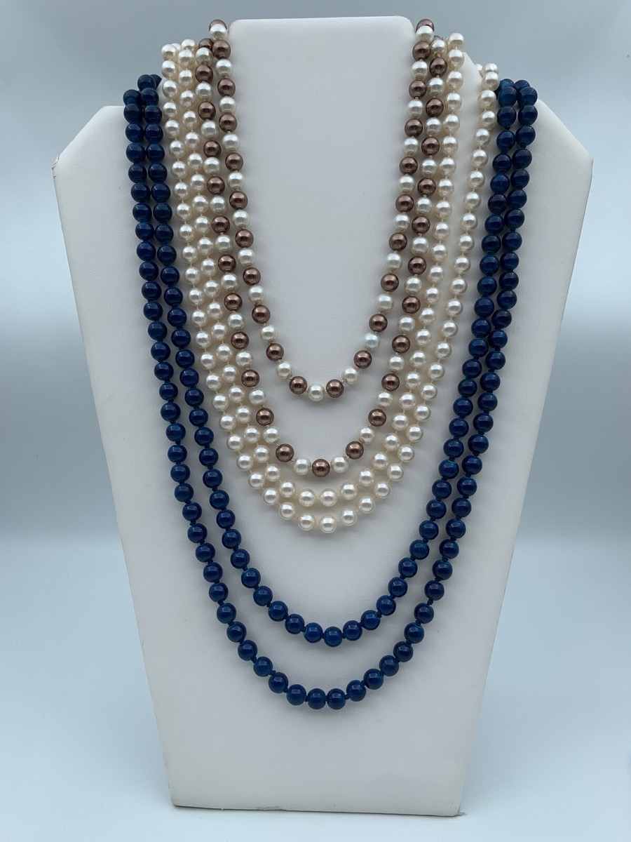 Lot De 2 Colliers Sautoirs En Perles De Verre Et Résine - Couleur W5 Marron - Bijoux Occasion