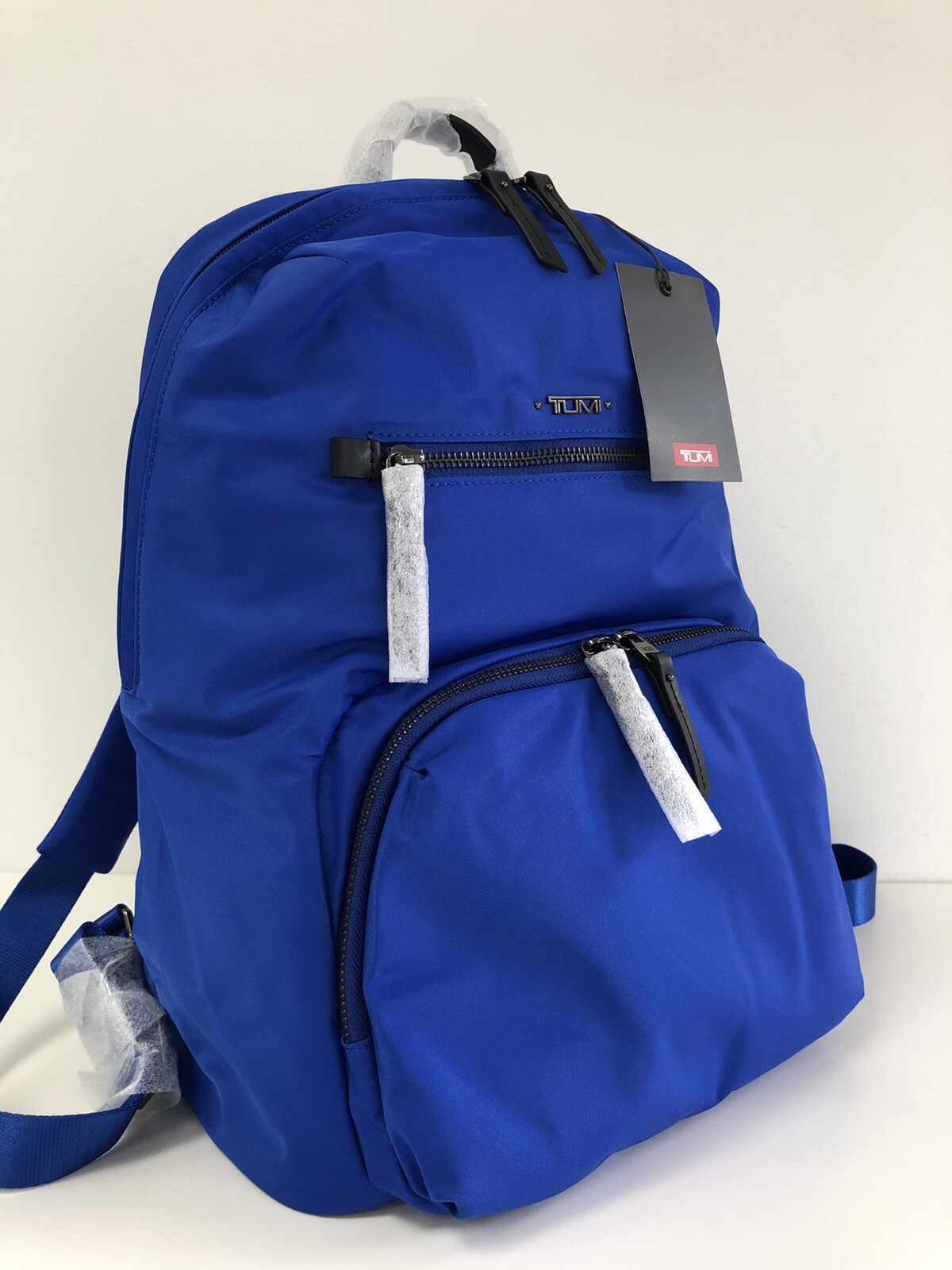 NWT Tumi Cora Backpack Shoulder Bag Dazzling Blue Nylon 5 Leather Trim