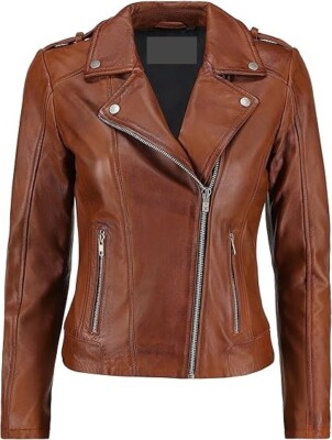 Handmade Brown Women Stylish Leather Biker Jacket, Fashion Jacket, Street Wears