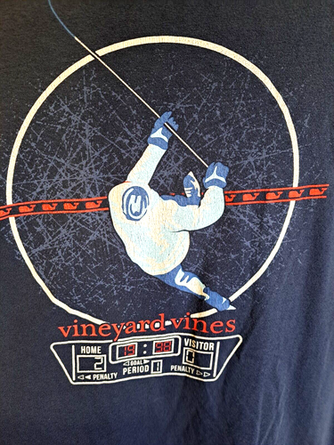 Vineyard Vines Youth XL Long Sleeve Blue Pocket T-Shirt Hockey Graphics - Picture 4 of 8