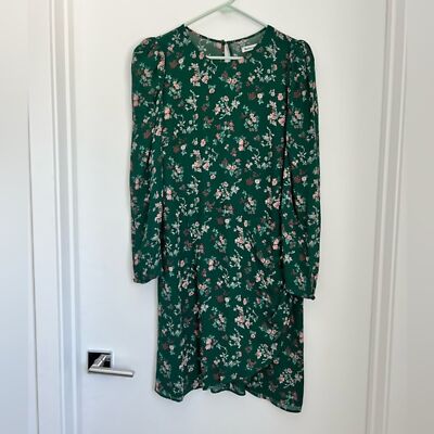 Reformation 12 Juni Floral Mini Dress Long Sleeves Emilia Emerald Green |  eBay